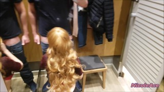 Changing room quickie fuck – real public.