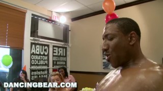 DANCING BEAR – This Birthday Party Gets Turnt Up By Big Dick Male Strippers