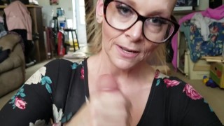 TABOO Blonde MILF Mom sucks step son cock with Dad listening on phone