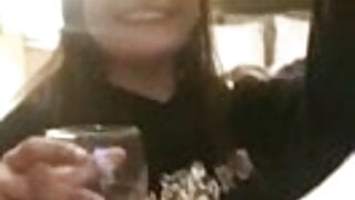 Man shooing her big boobs